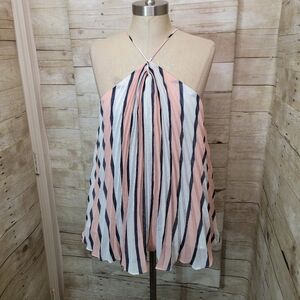 Striped Halter Neck Women Top